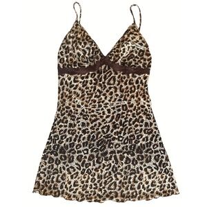 Angel Story Women's Chemise Mini Sleep Dress Sleeveless Size M Leopard Print